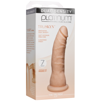 Фалоімітатор Doc Johnson Platinum TRUSKYN - The Tru Ride Slim 7 Inch, діаметр 4,4 см, двошаровий