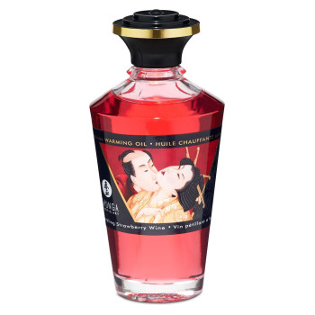 Розігрівальна олія Shunga Aphrodisiac Warming Oil – Sparkling Strawberry Wine (100 мл) без цукру