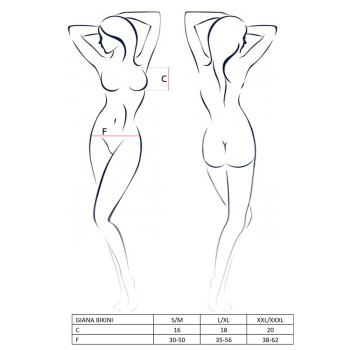 Комплект белья GIANA BIKINI white XXL/XXXL - Passion: полупрозрачные лиф и трусики с бантиками