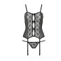 Распродажа!!! Корсет с пажами GRACIA CORSET black S/M - Passion, трусики, полупрозрачный