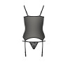 Распродажа!!! Корсет с пажами GRACIA CORSET black S/M - Passion, трусики, полупрозрачный
