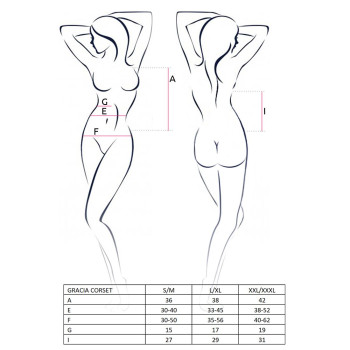Распродажа!!! Корсет с пажами GRACIA CORSET black S/M - Passion, трусики, полупрозрачный