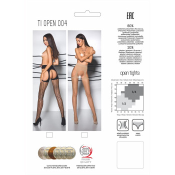 Эротические колготки TIOPEN 004 black 3/4 (fishnet 40 den) - Passion, имитация чулок и пояса