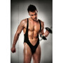 Распродажа!!! Мужское боди с очень глубоким декольте Passion 011 BODY black L/XL
