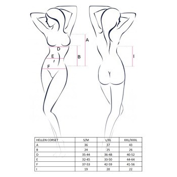 Розпродаж!!! Корсет з пажами HELLEN CORSET black XXL/XXXL - Passion, трусики, напівпрозорий