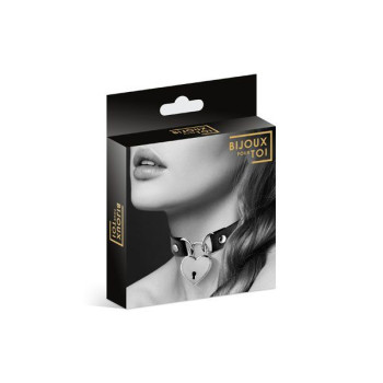 Чокер з замочком-сердечком Bijoux Pour Toi - HEART LOCK Black, екошкіра