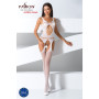 Бодістокінг Passion BS057 white, комбінезон, імітація панчох і пояса