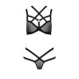 Сітчастий комплект білизни зі стреп Passion HAGAR SET S/M Black, бюстгальтер, трусики-стрінги