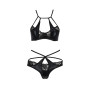 Комплект білизни Passion NAVEL SET black XXL/XXXL Black, трусики, ліф, мереживні та латексні вставки