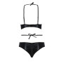 Комплект білизни Passion NAVEL SET black XXL/XXXL Black, трусики, ліф, мереживні та латексні вставки