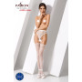 Сетчатые чулки-стокинги Passion S016 One Size, White, имитация ажурного пояса с гартерами