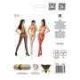 Сетчатые колготки-бодистокинги Passion S019 One Size, White, имитация трусиков, открытый доступ