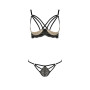 Комплект белья Passion VALERY SET L/XL Black, стрепы, кружево, открытая грудь, стринги
