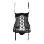 Корсет з відкритими грудьми NORTH CORSET black S/M - Passion Exclusive, пажі, трусики, шнурівка