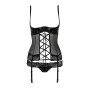 Корсет с открытой грудью NORTH CORSET black XXL/XXXL - Passion Exclusive, пажи, трусики, шнуровка
