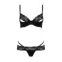 Комплект білизни NORTH SET black XXL/XXXL - Passion Exclusive: ліф і трусики з елементами під латекс