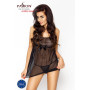 Сорочка бебі-дол BERYL CHEMISE L/XL - Passion, трусики, напівпрозора, стрічка під груди