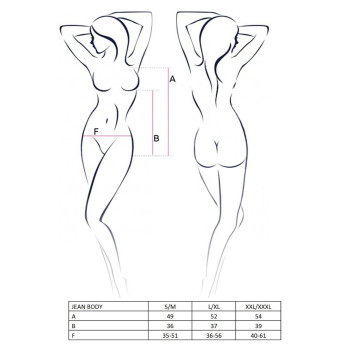 Боді монокіні під латекс JEAN BODY black S/M - Passion