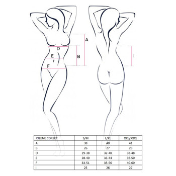 Корсет с пажами JOLENE CORSET black XXL/XXXL - Passion, трусики, полуоткрытая грудь, полупрозрачный