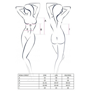 Распродажа!!! Корсет с пажами XENA CORSET white L/XL - Passion, трусики, цветочный узор