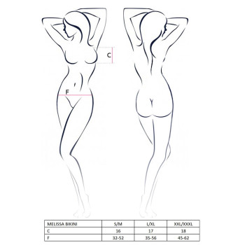 Комплект белья MELISSA BIKINI black XXL/XXXL - Passion: лиф со шнуровкой и трусики стринги