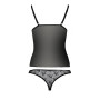Комплект белья MELISSA SET black S/M - Passion: лиф-сорочка со шнуровкой и трусики