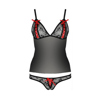 Комплект белья MELISSA SET black XXL/XXXL - Passion: лиф-сорочка со шнуровкой и трусики