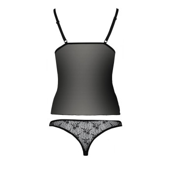 Комплект белья MELISSA SET black XXL/XXXL - Passion: лиф-сорочка со шнуровкой и трусики