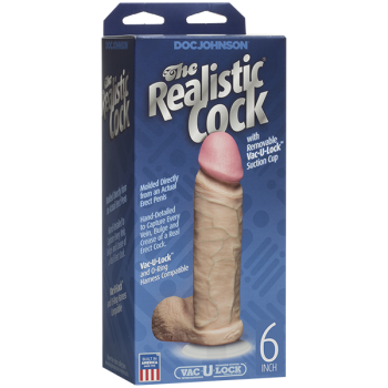 Фаллоимитатор Doc Johnson The Realistic Cock 6 inch White - PVC, Vack-U-Lock, диаметр 4,3см