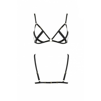 Відкритий бюстгальтер-стрепи NICKY BRA black L/XL - Passion Exclusive
