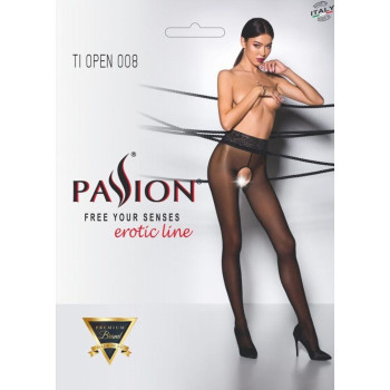 Эротические колготки TIOPEN 008 black 1/2 (30 den) — Passion, с вырезом