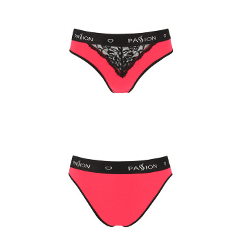 Трусики с широкой резинкой и кружевом Passion PS001 PANTIES red/black, size XL