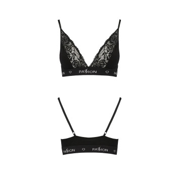 Еластичний топ з мереживом Passion PS001 TOP black, size S
