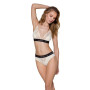 Еластичний топ з мереживом Passion PS001 TOP ecru, size M