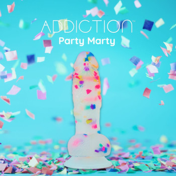Фаллоимитатор с конфетти ADDICTION - PARTY MARTY 7.5″ - FROST & CONFETTI, 19 см, силикон