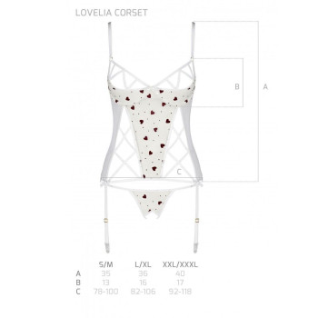 Корсет з підв'язками + стрінги LOVELIA CORSET white XXL/XXXL - Passion